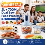 Dual Bowl Electric Food Processor | 2L + 700mL