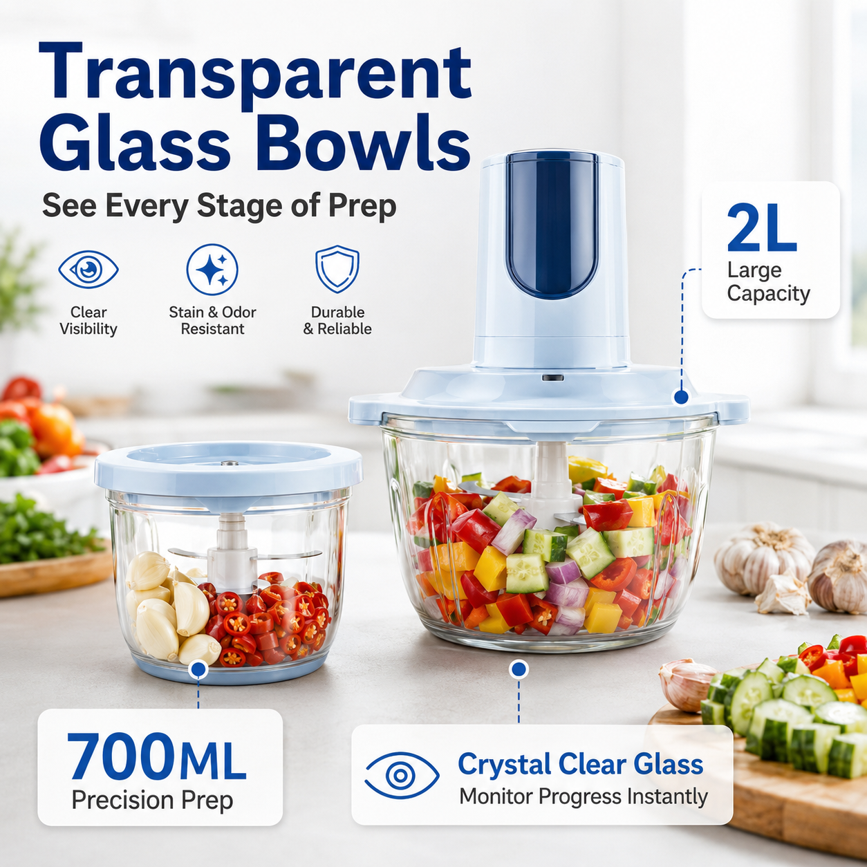 Nairo 2L and 700ml glass bowls